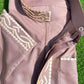 Mens Taupe Kuwaiti Thobe with Gold Embroidery