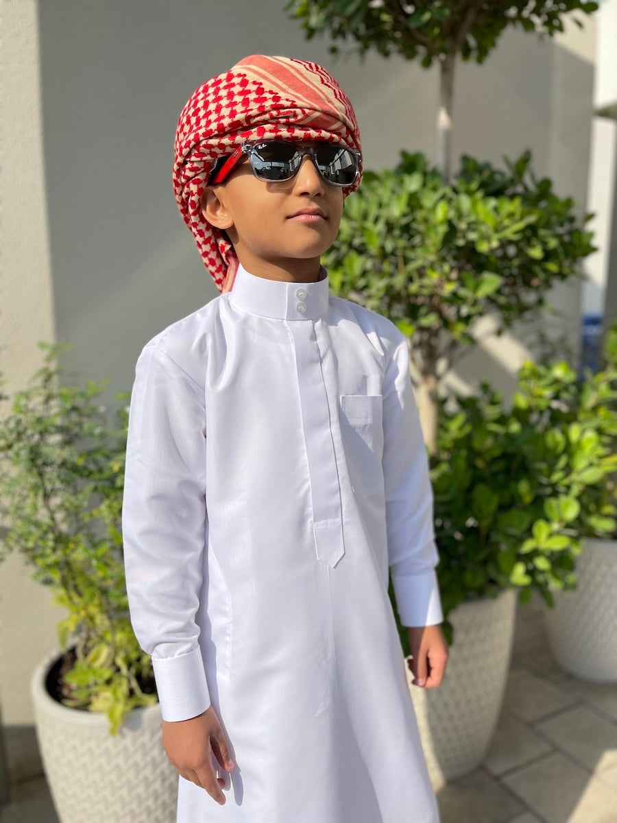 Kids Saudi White Thobes Jubbas Qamis Dishdasha |Thawb – My