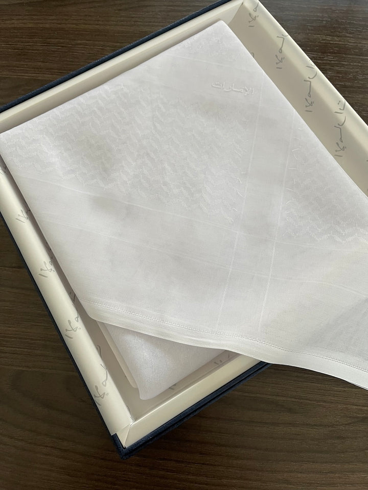 Bufanda Hamdani de lujo blanca lisa para hombre (rígida)