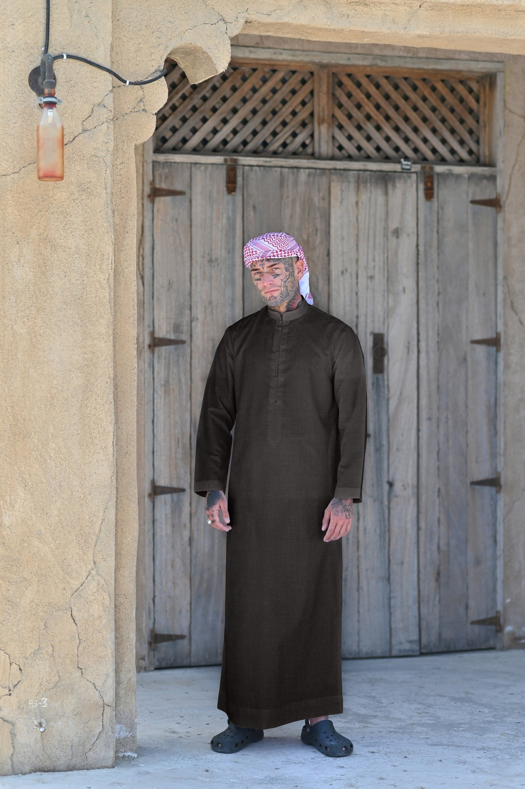 Mens Charcoal Cashmere Wool Bahraini Thobe