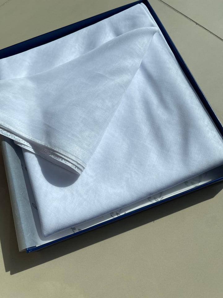 وشاح غترة فاخر أبيض سادة رجالي (صلب)