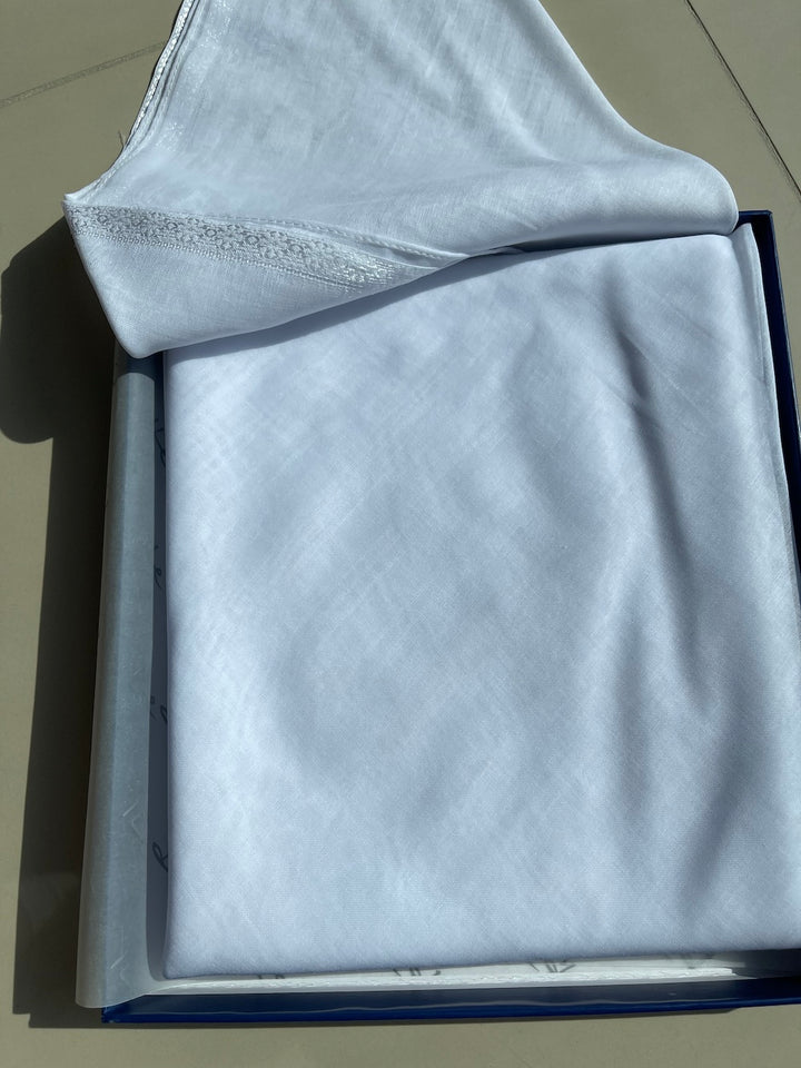 وشاح غترة فاخر أبيض سادة رجالي (صلب)