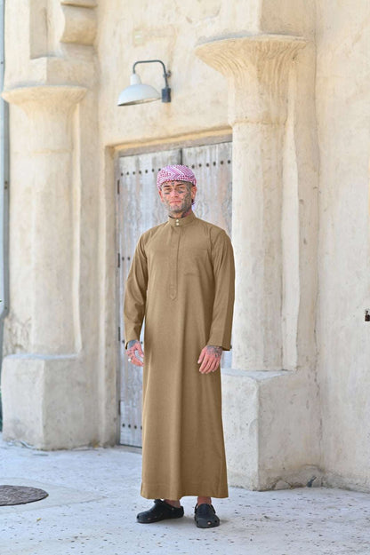 Mens Deep Bronze Cashmere Wool Saudi Thobe