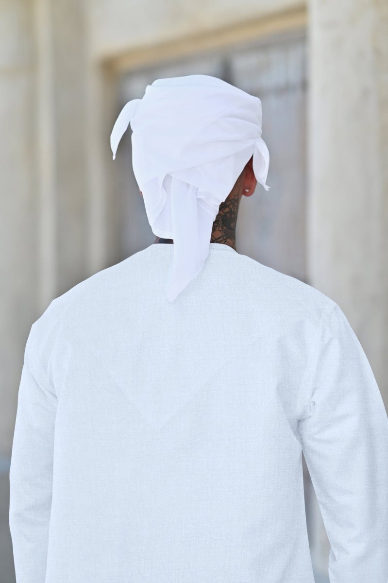 Mens White Cashmere Wool Emirati Thobe