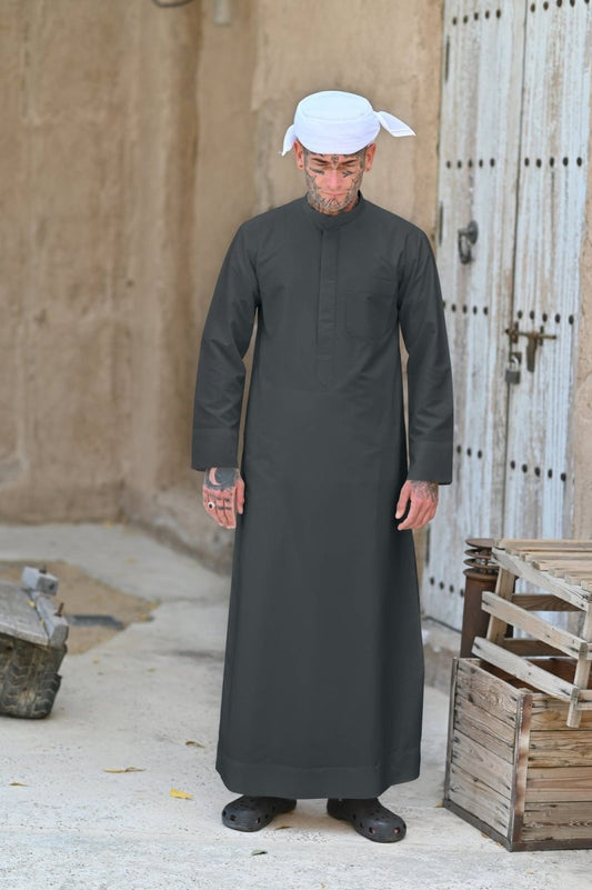 Mens Steel Grey Kuwaiti Thobe