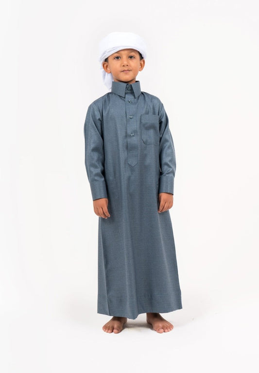 Kids Qatari Teal Cashmere Wool Jubba Thobe