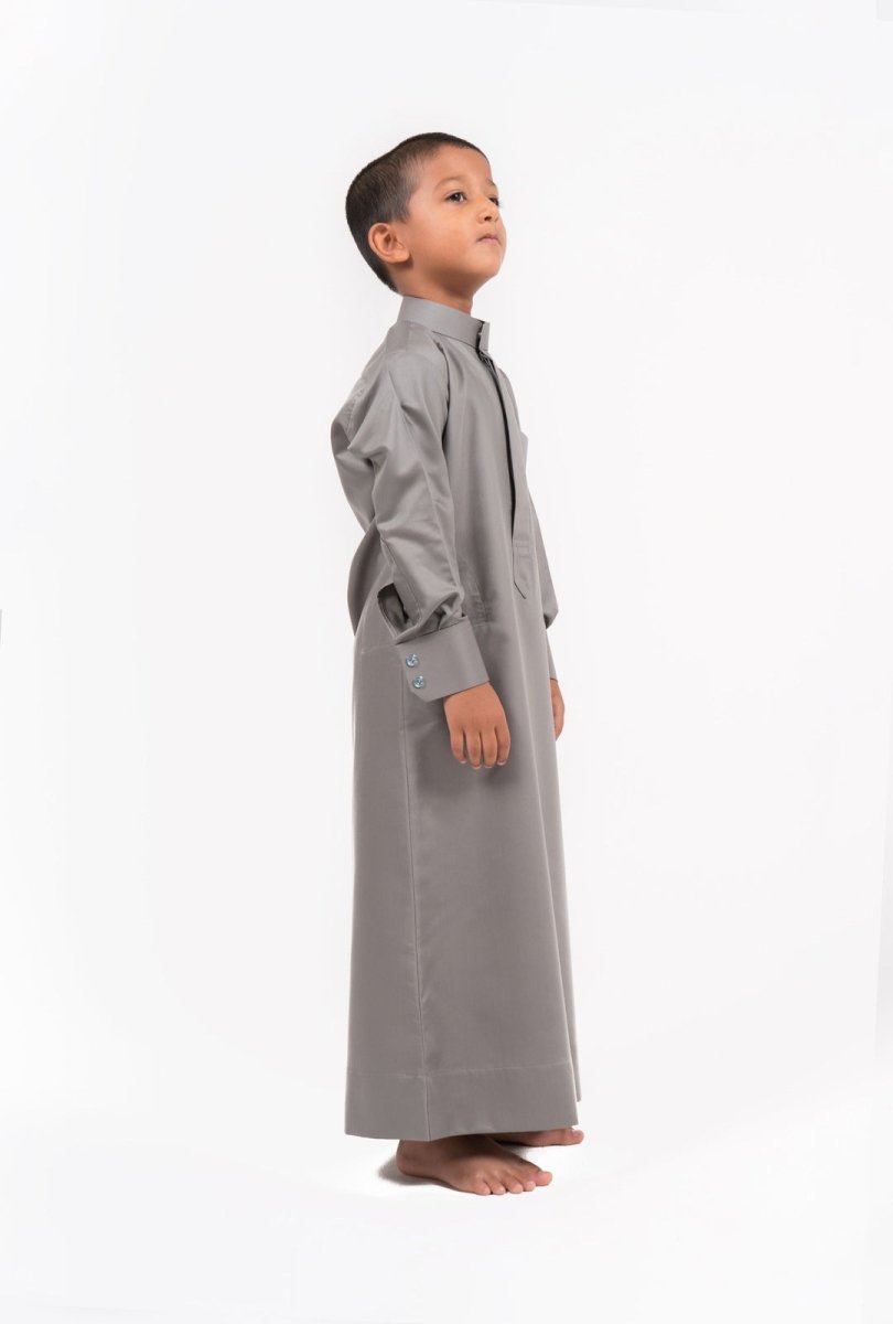 Kids Kuwaiti Light Grey Jubba Thobes