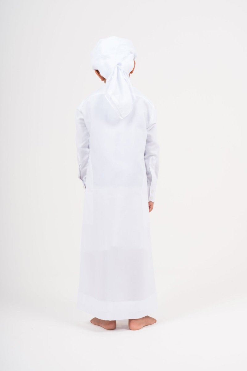 Kids Qatari White Cashmere Wool Jubba Thobe