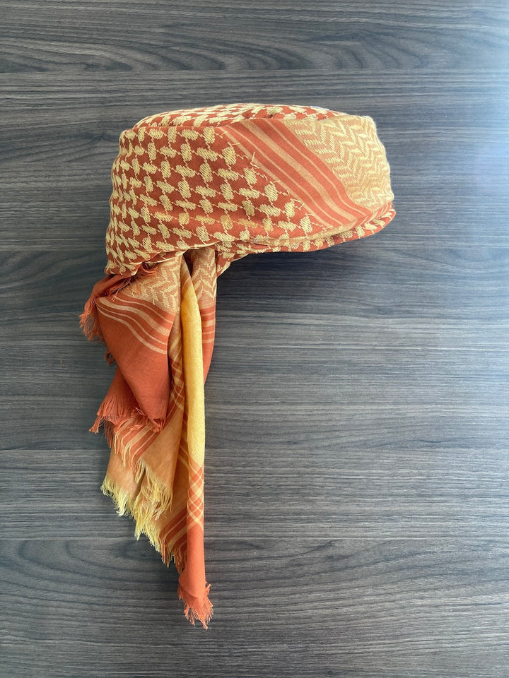 Mens Ready Made Orange Arab Hat Keffiyeh
