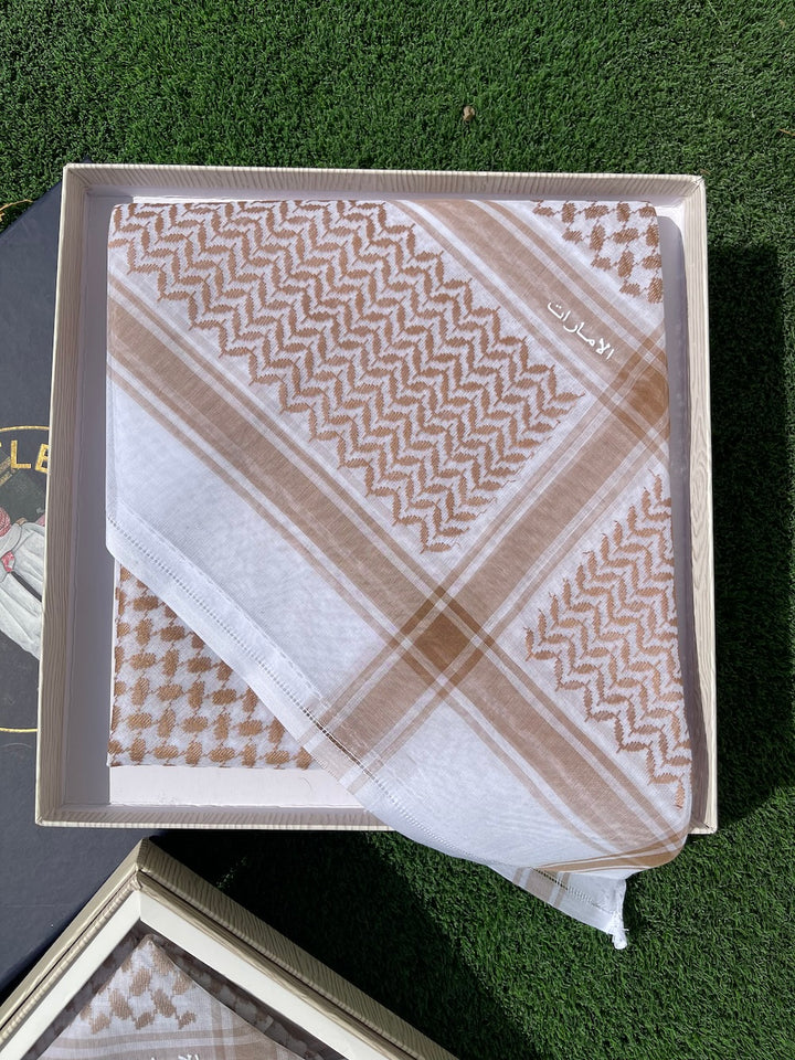 كوفية ذهبية فاخرة – وشاح قطني تقليدي متين