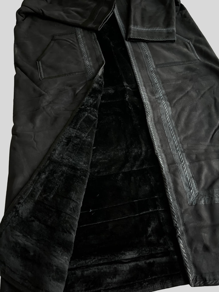 معطف فروة فروى سوري أسود