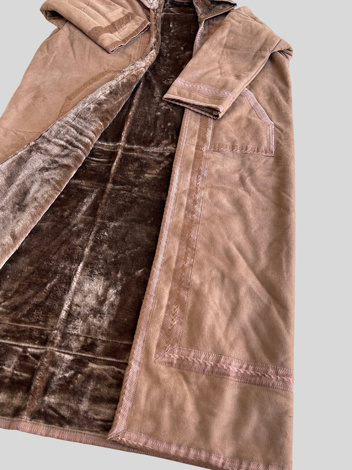 سوريا فاروا معطف فرو الشوكولاتة بني