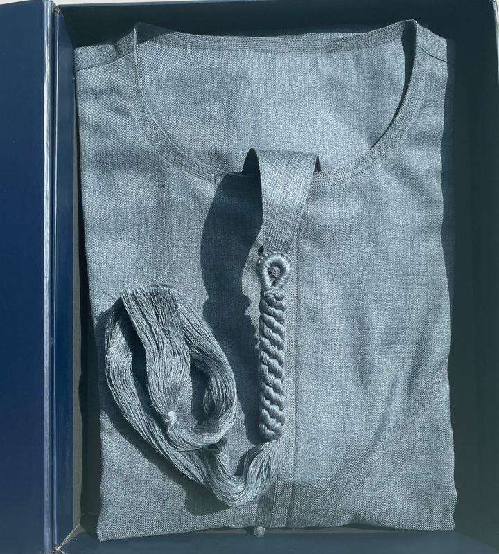 Mens Slate Blue Teal Cashmere Wool Emirati Thobe