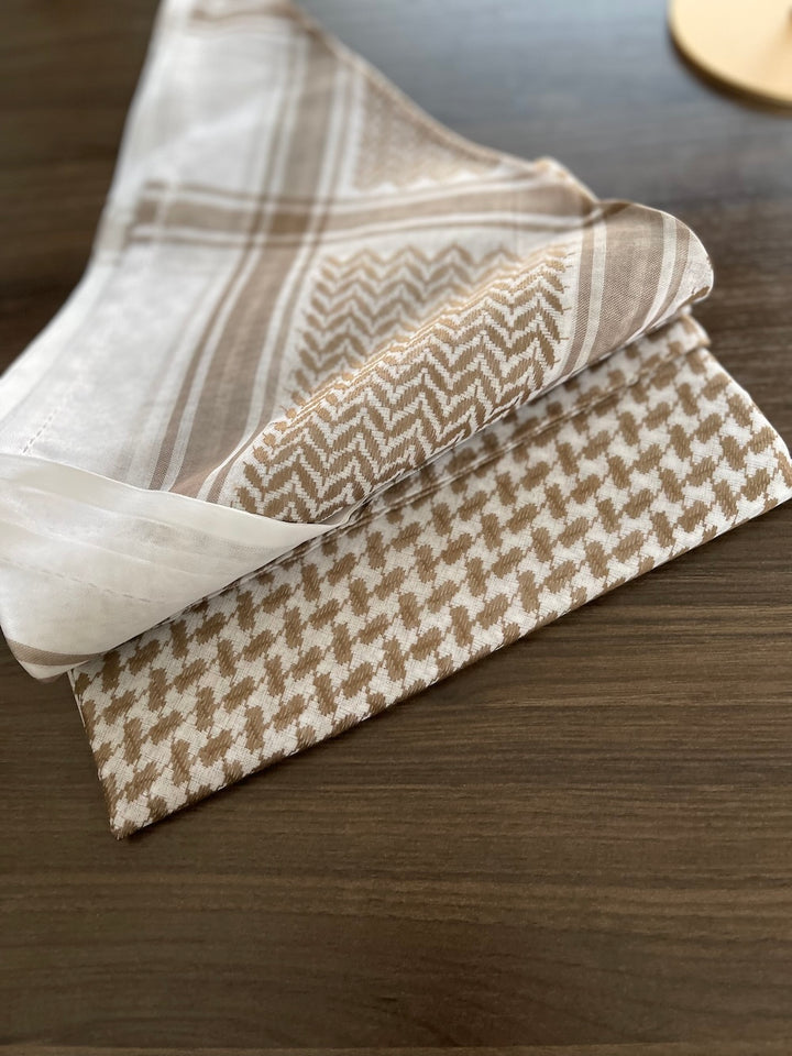 وشاح كوفية ثقيل الوزن باللونين البرونزي والأبيض للجنسين