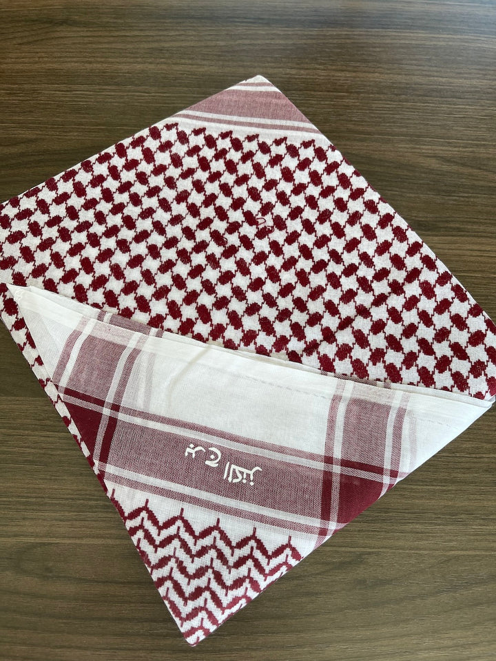 وشاح كوفية شماغ فاخر للجنسين باللونين الأحمر والأبيض