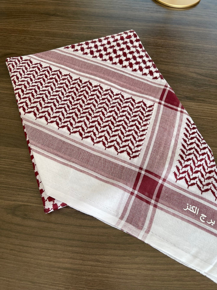 وشاح كوفية شماغ فاخر للجنسين باللونين الأحمر والأبيض