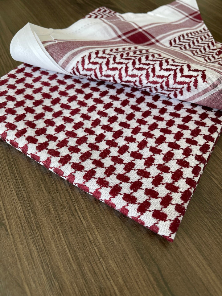 وشاح كوفية شماغ فاخر للجنسين باللونين الأحمر والأبيض