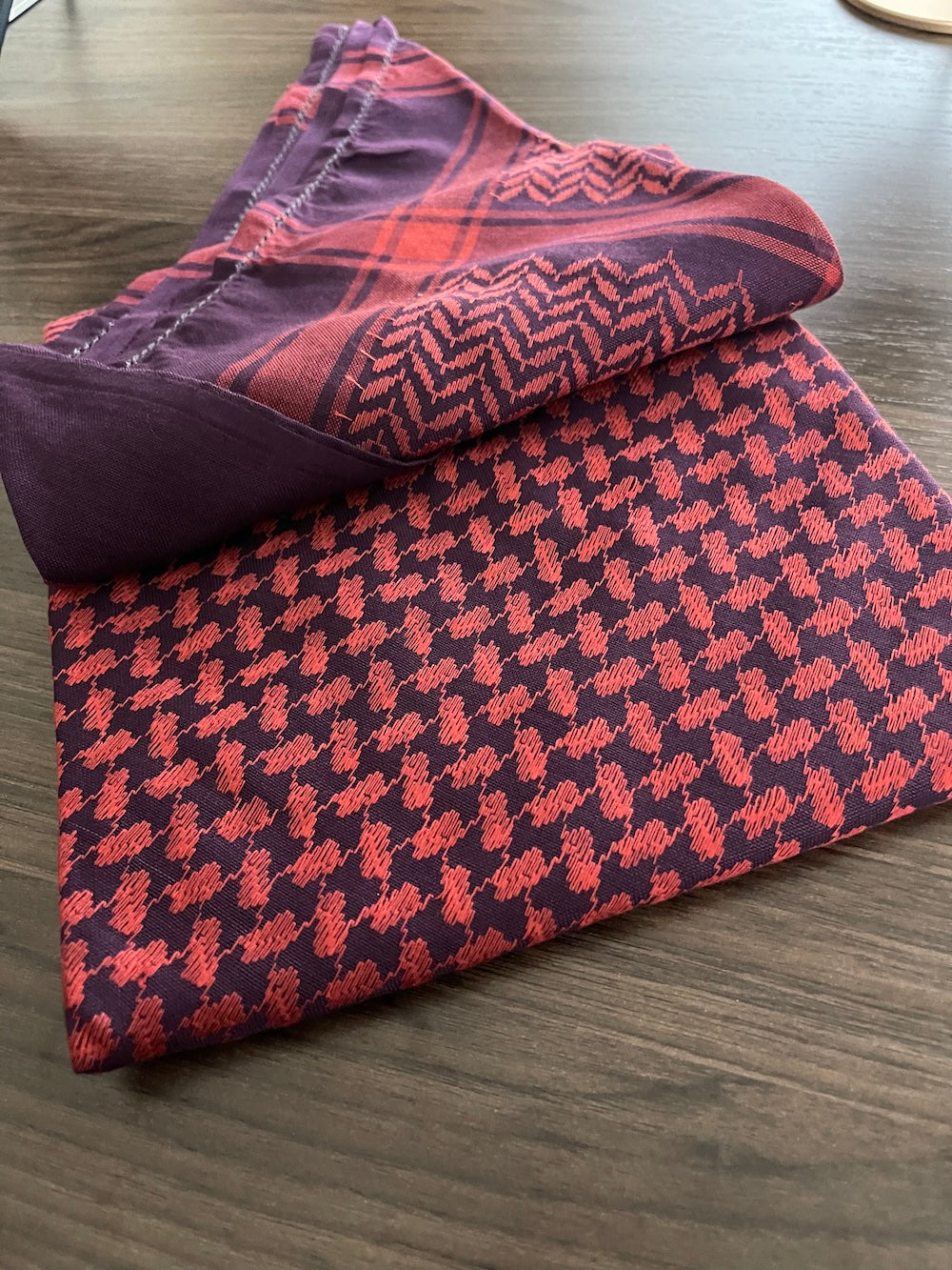 Classic Unisex Purple & Red Keffiyeh Scarf