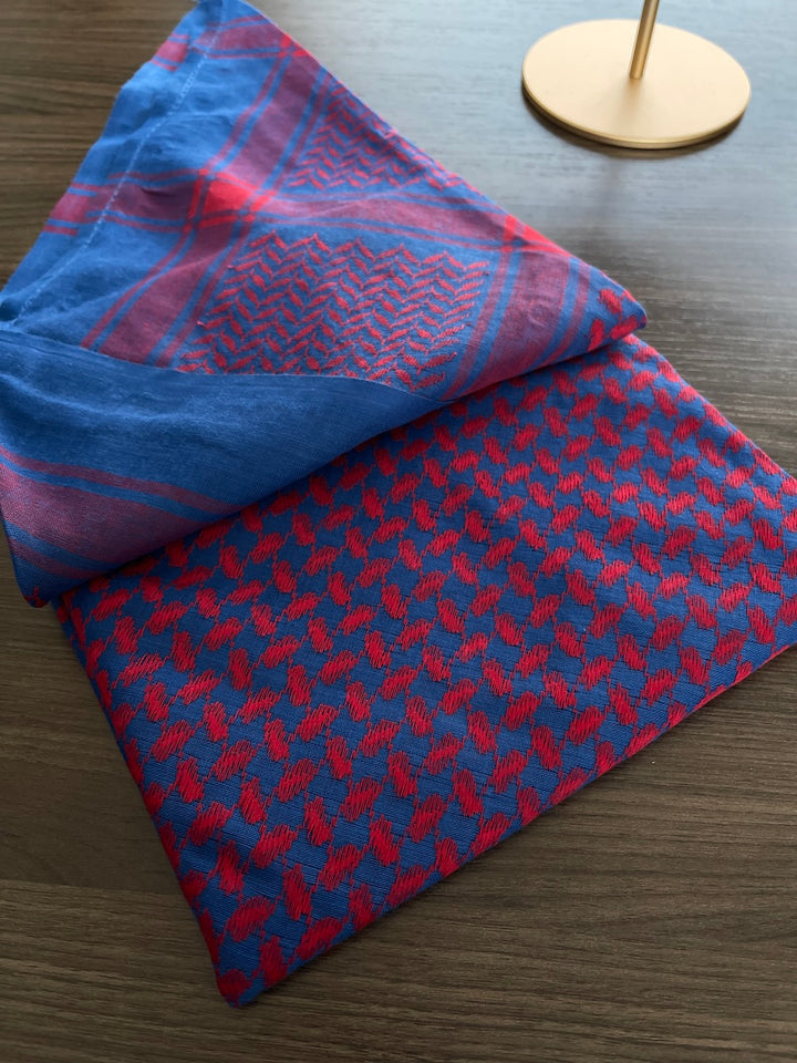 Bufanda Keffiyeh clásica unisex roja y azul