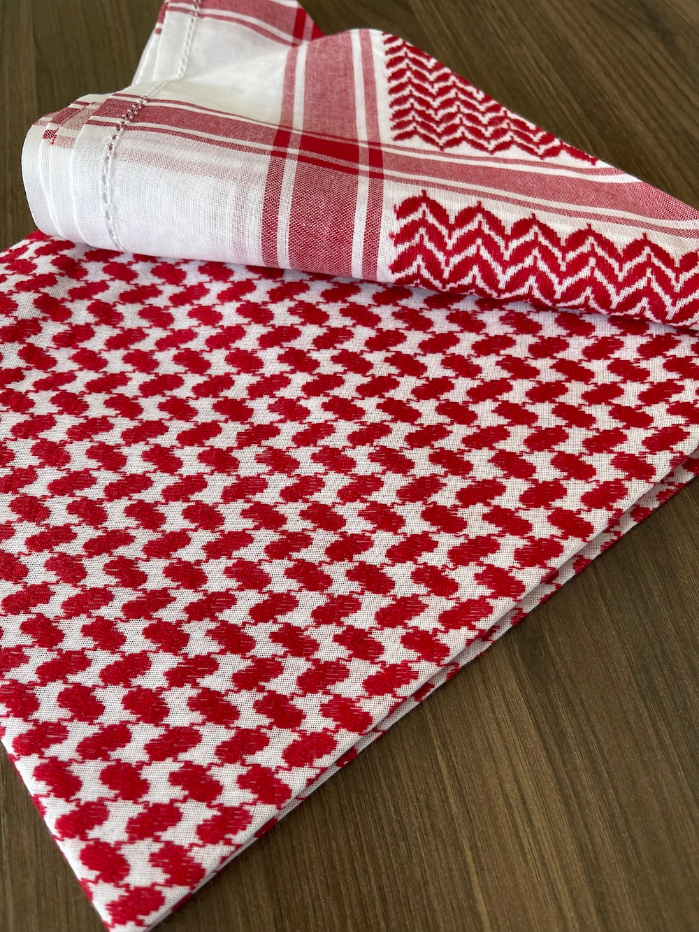 Red and White Unisex Luxury Shemagh Keffiyeh Scarf 100% Cotton Soft Weave