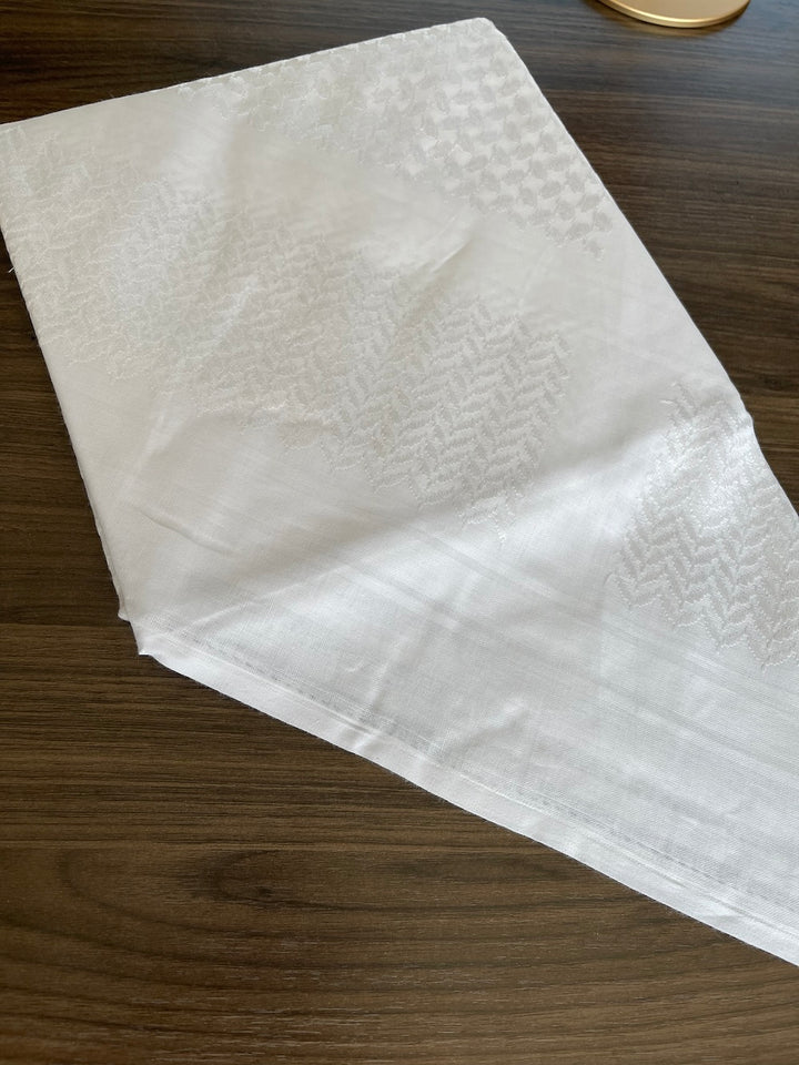 وشاح كوفية شماغ فاخر باللون الأبيض للجنسين 100% قطن