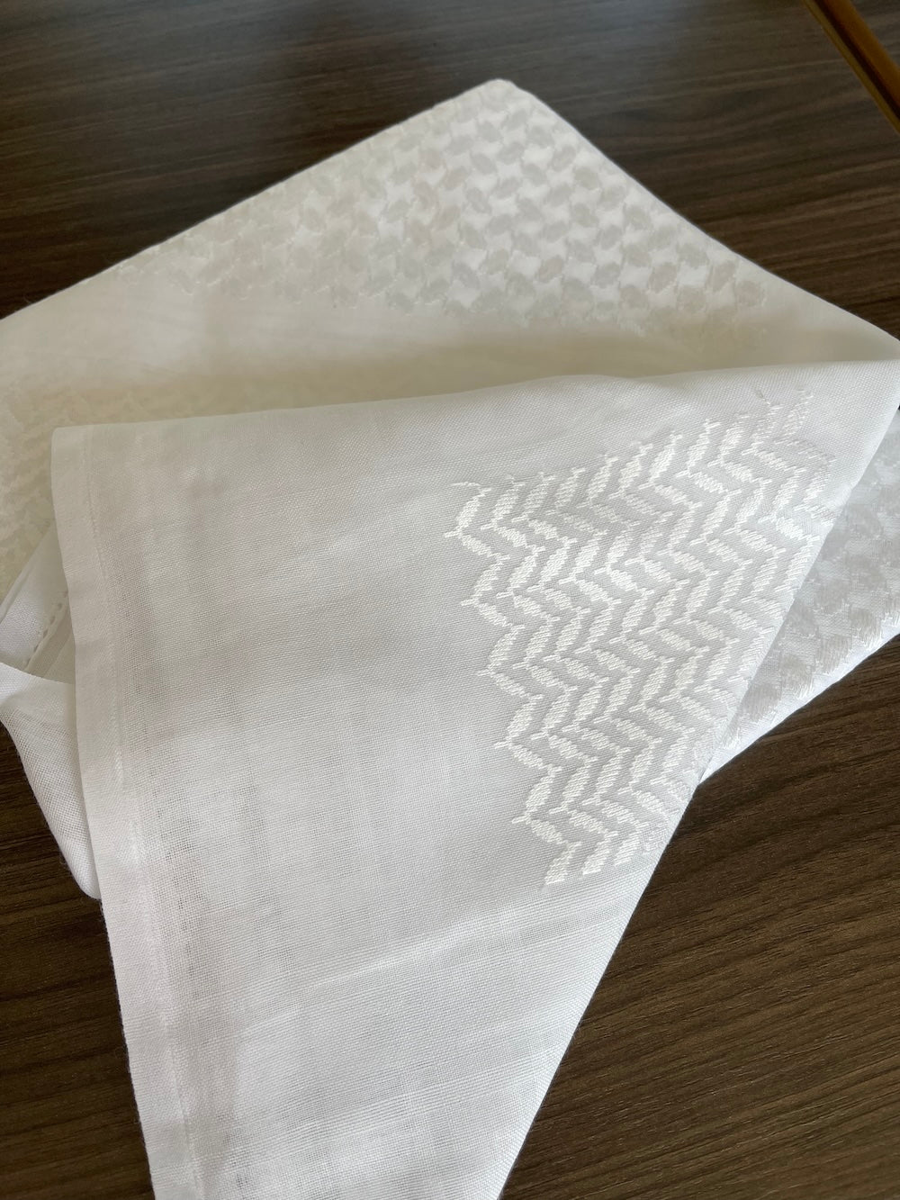 وشاح كوفية شماغ فاخر باللون الأبيض للجنسين 100% قطن