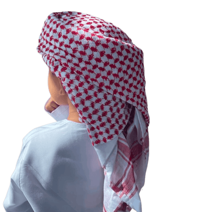 Kids Ready Made Red & White Arab Hat Shemagh Keffiyeh