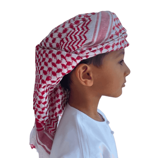 Kids Ready Made Red & White Arab Hat Shemagh Keffiyeh