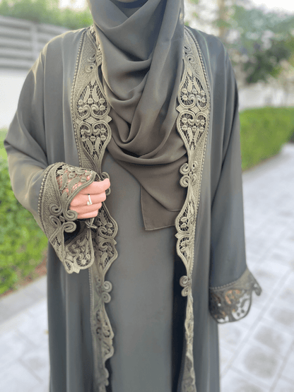 Forest Green Lace Abaya Dress