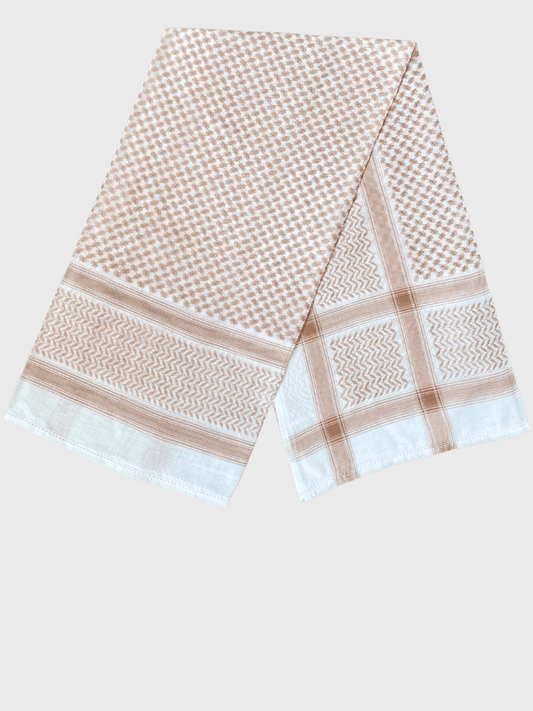 Mens Beige and White Shemagh Scarf