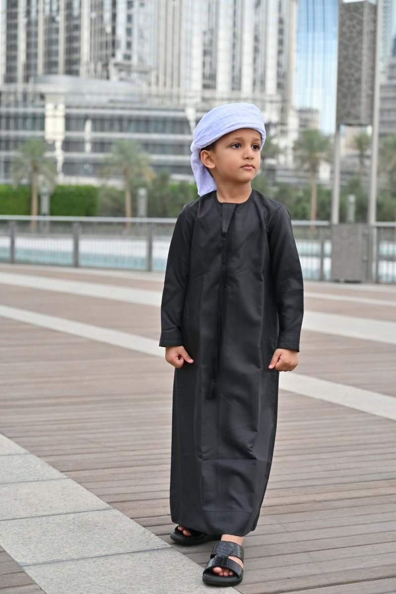 Kids Black Emirati Jubba Thobe