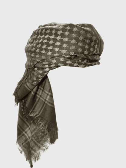 Mens Ready Made Brown & Beige Arab Hat Shemagh Keffiyeh