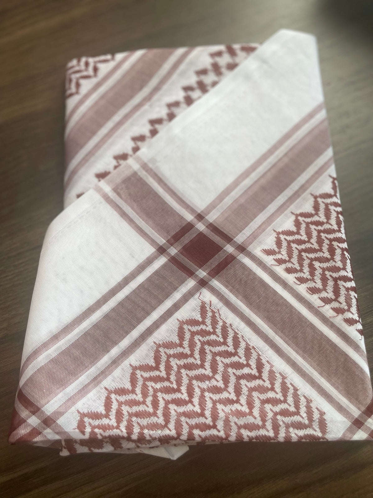 Burgundy Brown and White Unisex Luxury Shemagh Keffiyeh Scarf