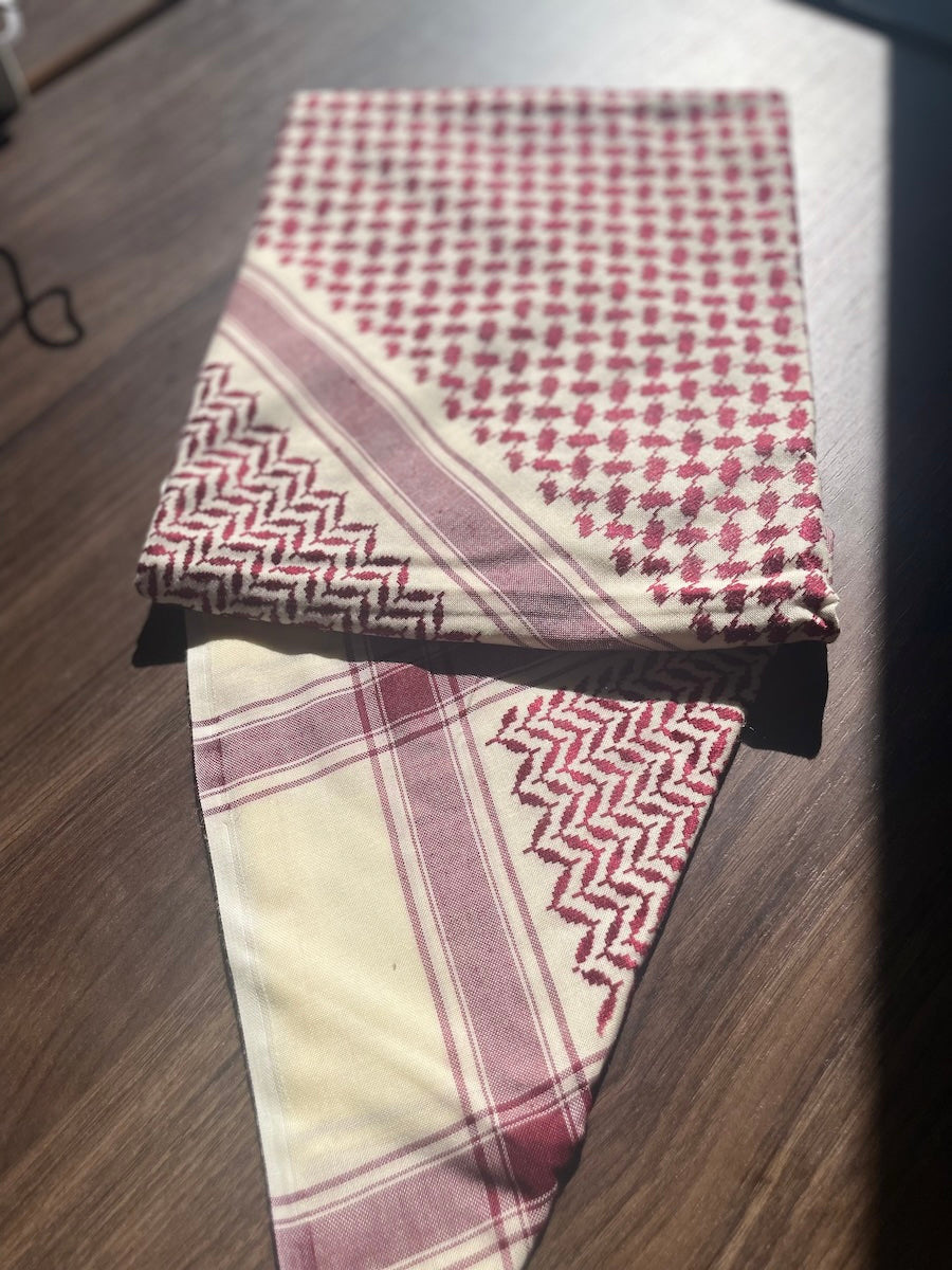 Burgundy and Cream Keffiyeh Heavy Weight Scarf Unisex