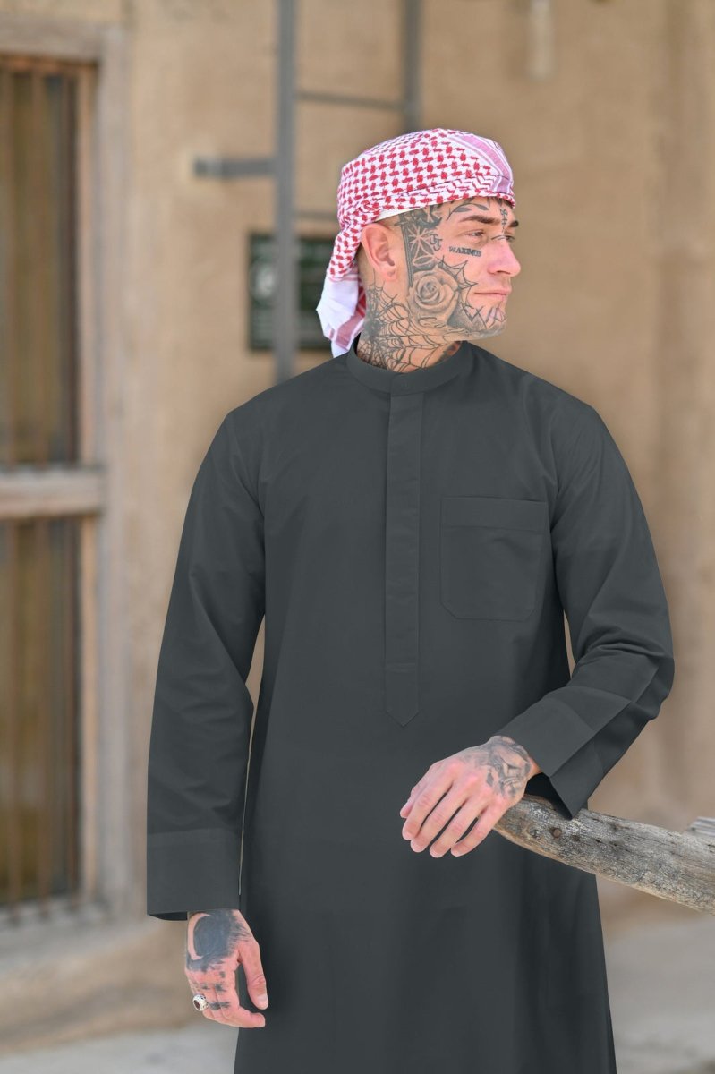 Mens Steel Grey Kuwaiti Thobe