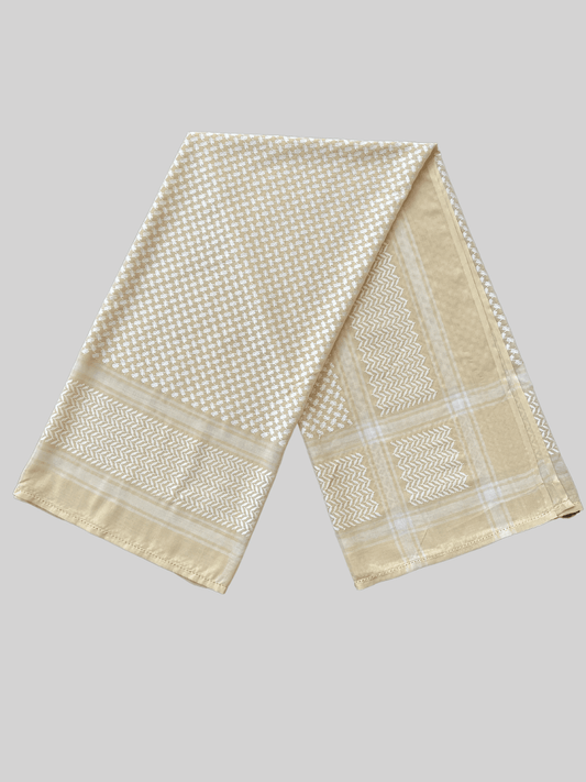 Mens Cream and White Shemagh Scarf