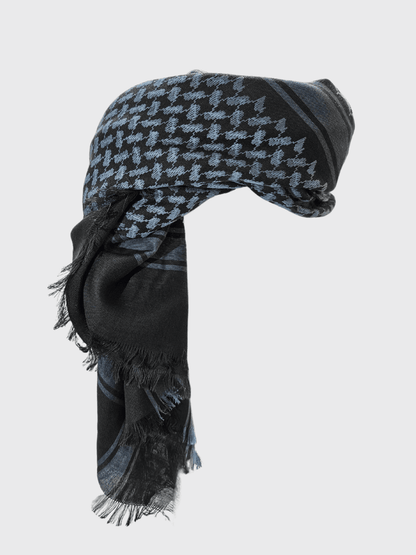 Mens Ready Made Grey & Blue Arab Hat Shemagh Keffiyeh