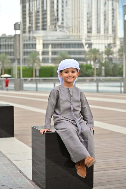 Kids Steel Grey Emirati Jubba Thobe