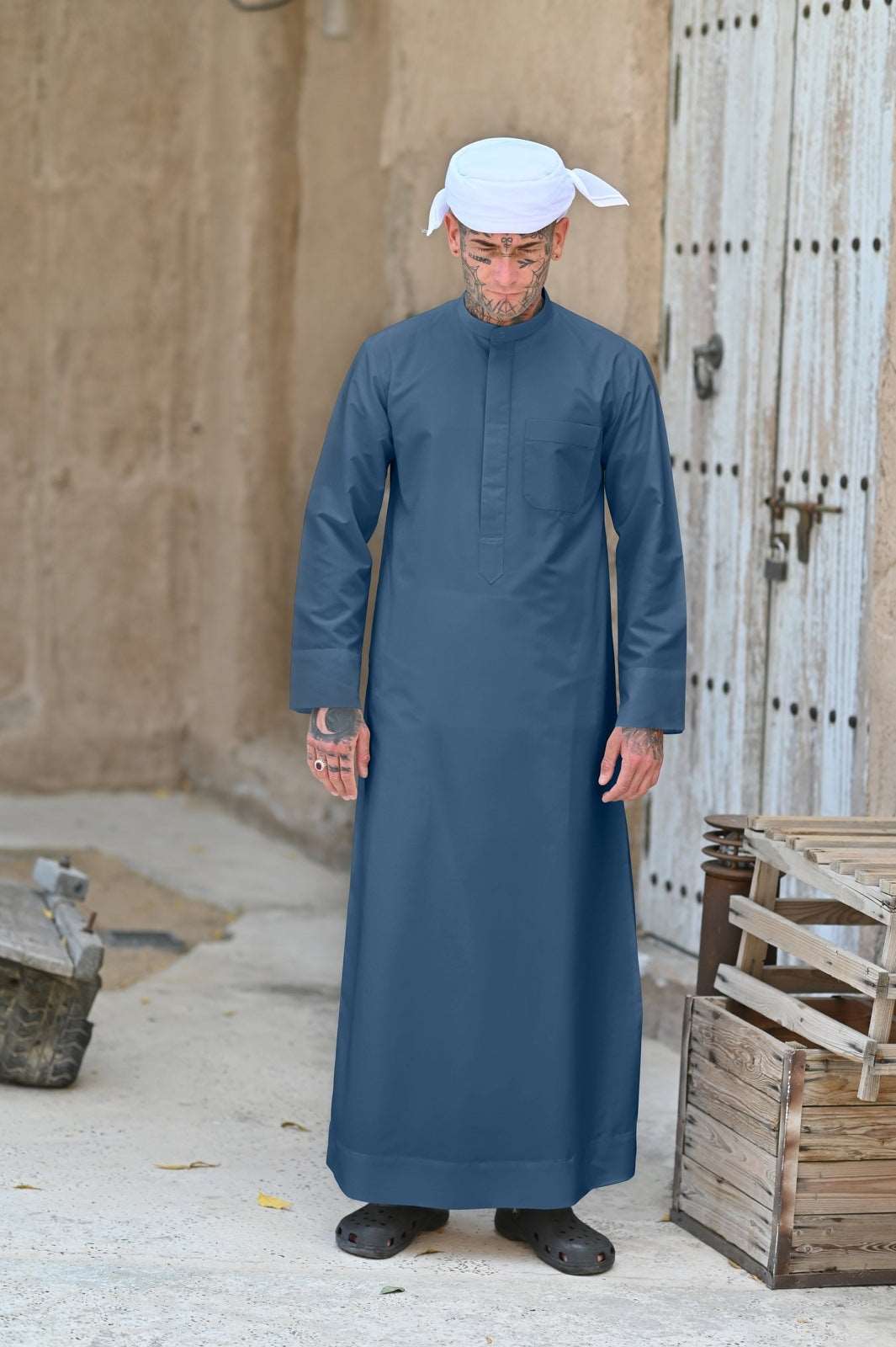 Mens Midnight Blue Kuwaiti Thobe