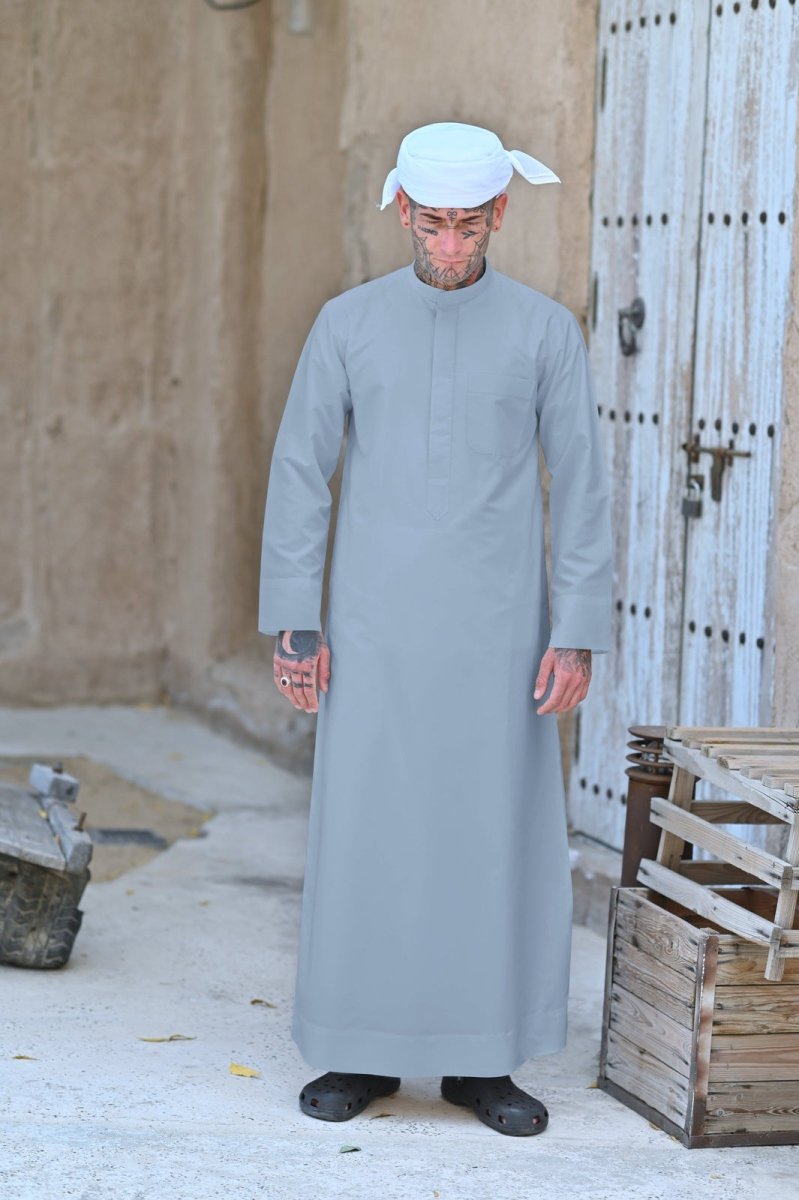 Mens Sky Blue Kuwaiti Thobe