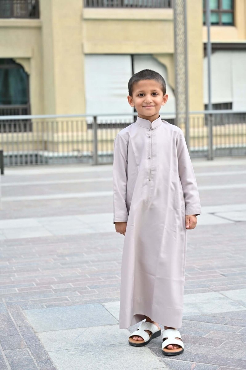 Kids Light Grey Bahraini Jubba Thobe