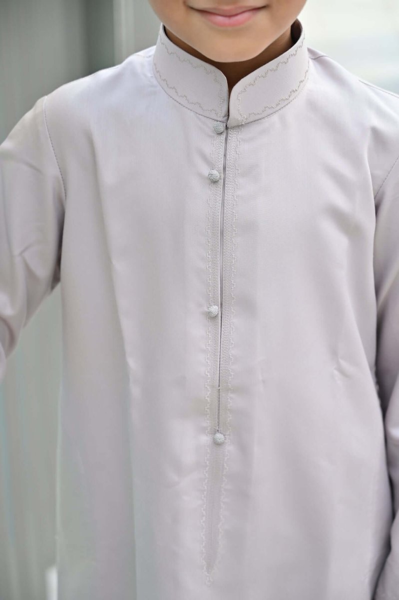 Kids Light Grey Bahraini Jubba Thobe