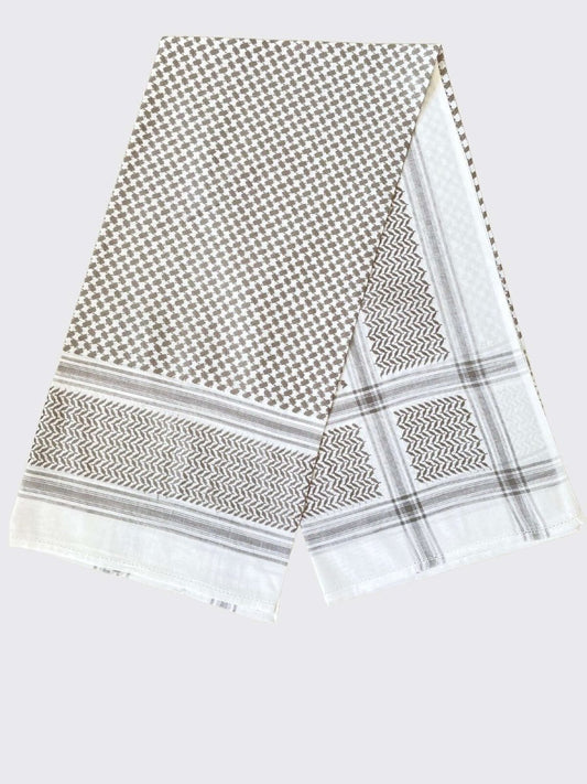 Unisex Light Grey and White Keffiyeh Scarf