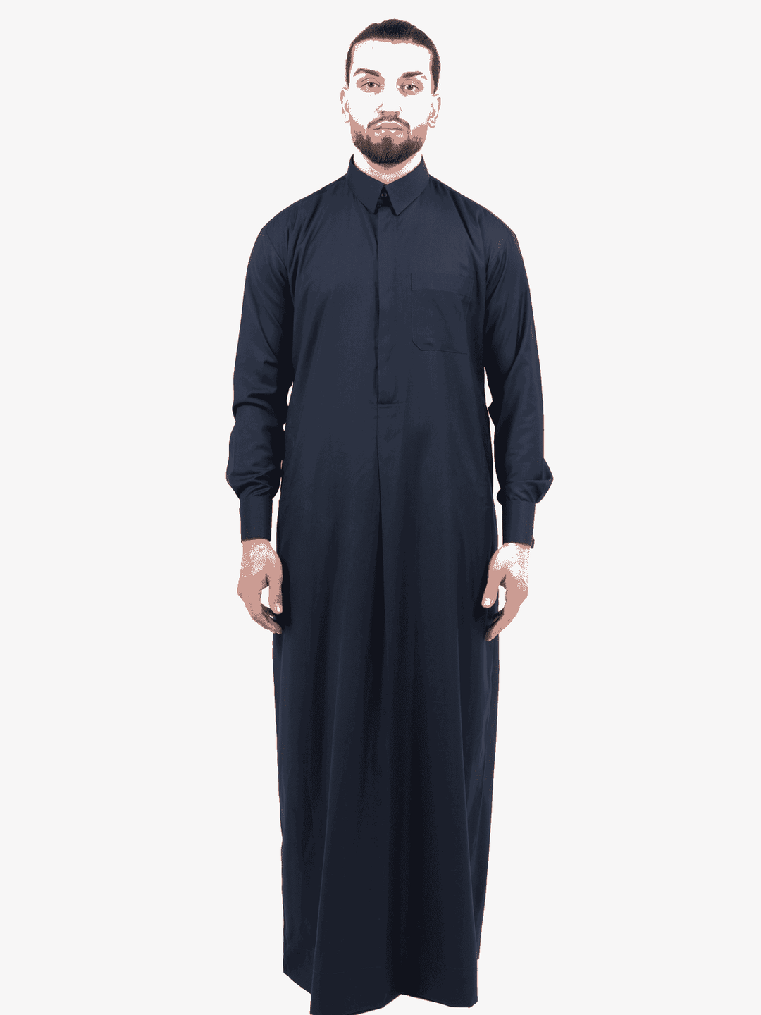 Mens Marine Cashmere Wool Qatari Thobe Pleat | Thawb | Dishdasha |Jubba ...