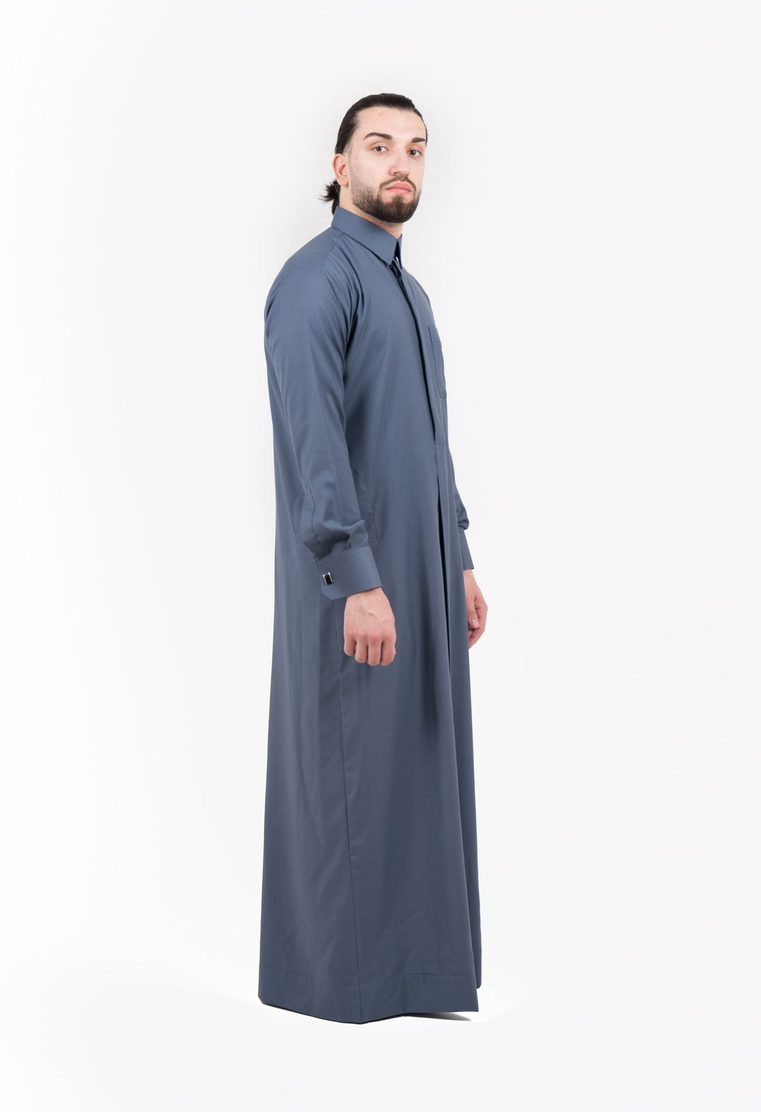 Mens Pastel Blue Cashmere Wool Qatari Thobe
