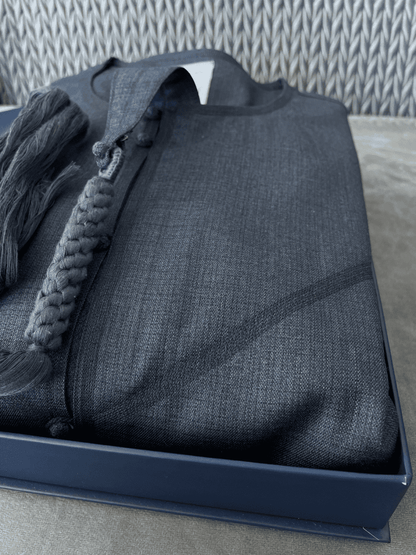 Mens Navy Cashmere Wool Emirati Thobe