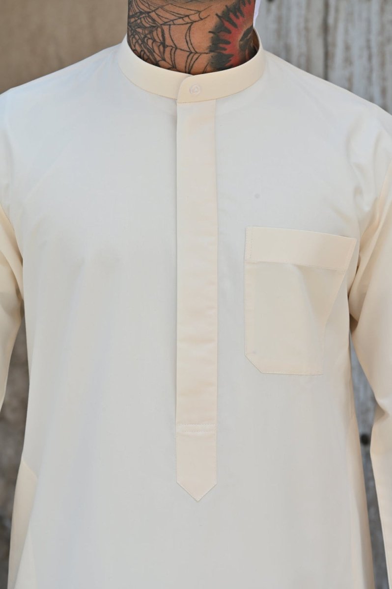 Mens Cream Kuwaiti Thobe