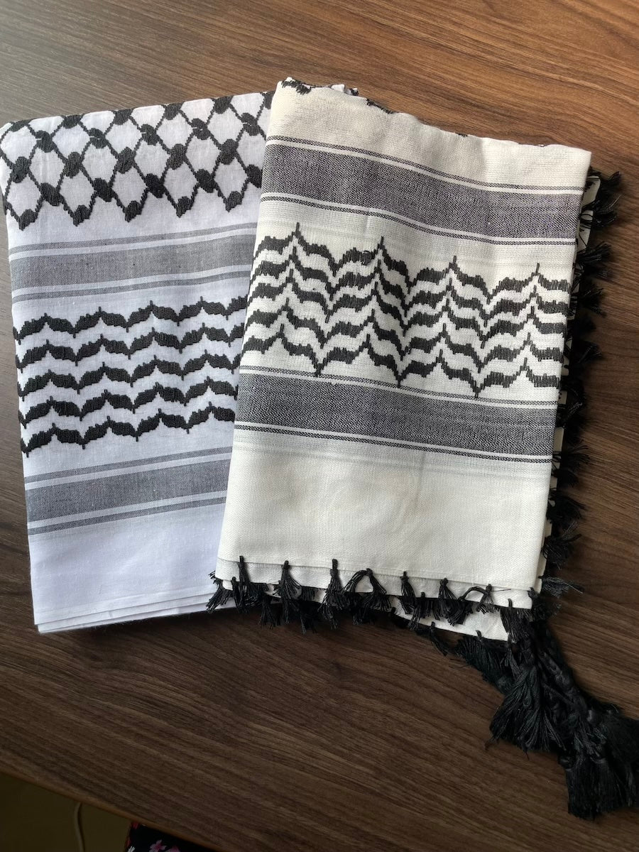 Unisex Black and White Keffiyeh Scarf