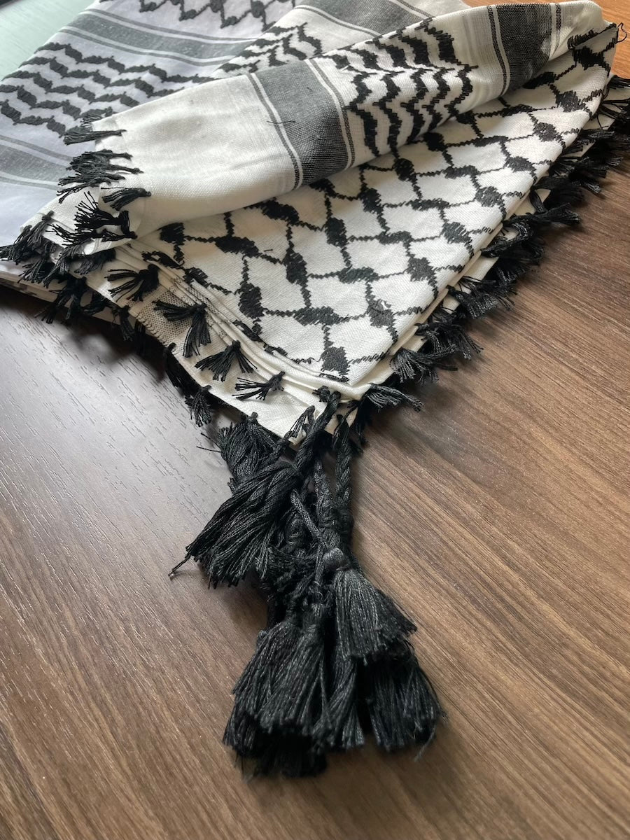 Unisex Black and White Keffiyeh Scarf