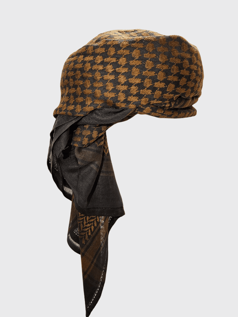 Mens Ready Toffee Brown Arab Hat Shemagh Keffiyeh